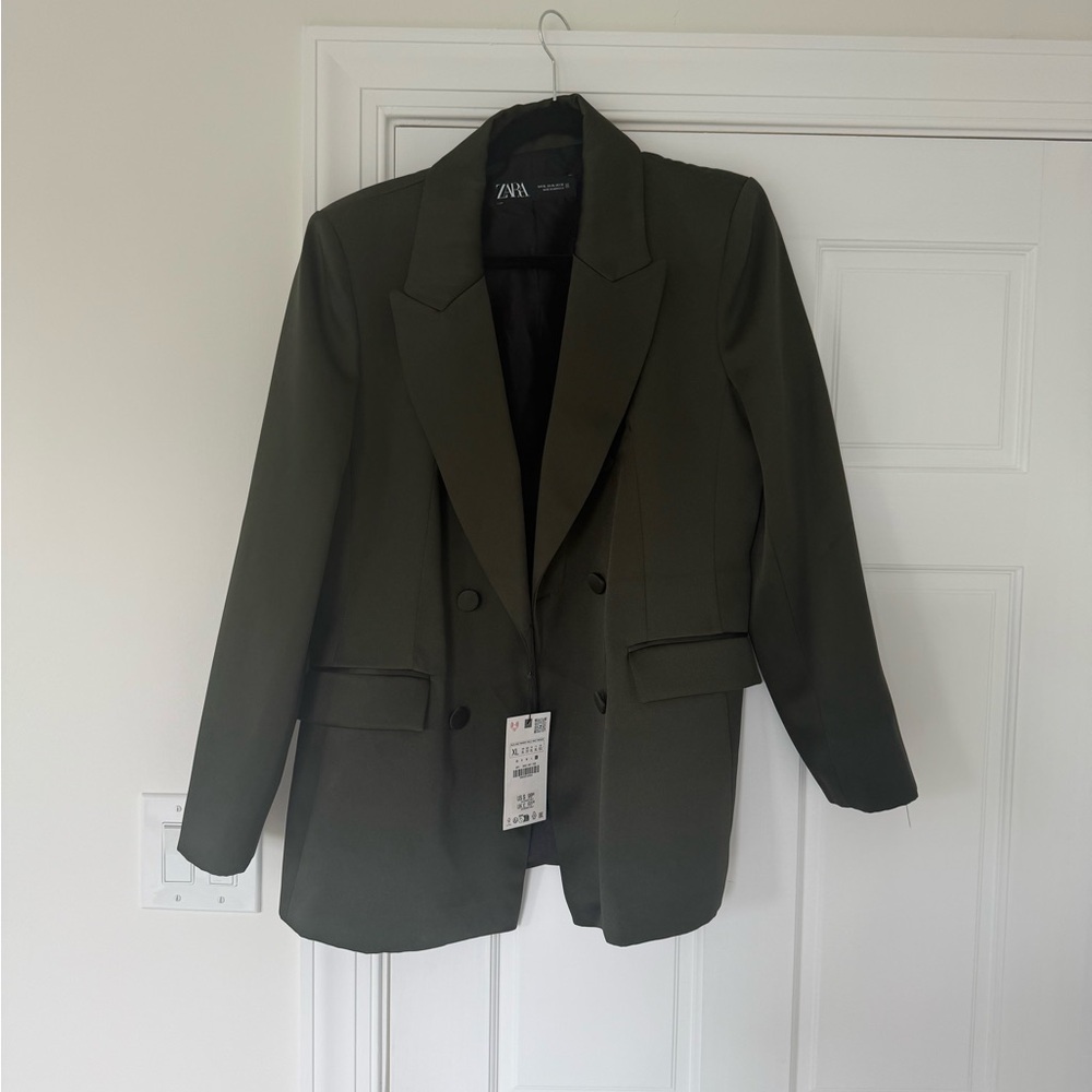 Zara Green satin effect Blazer - Picture 3 of 5